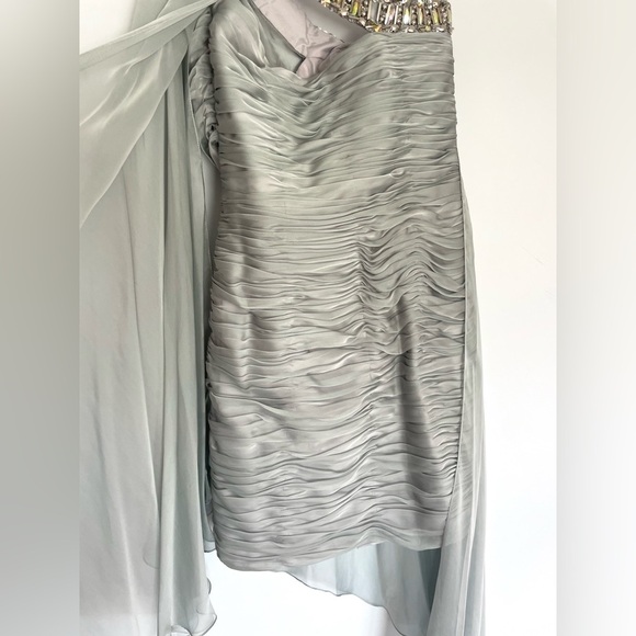 Tony Bowls One-shoulder Cocktail Dress with Ruched Body and Jewelled Neckline - Picture 7 of 15